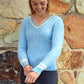 Pippa Cotton Cable Knit Sweater - Chambray Blue