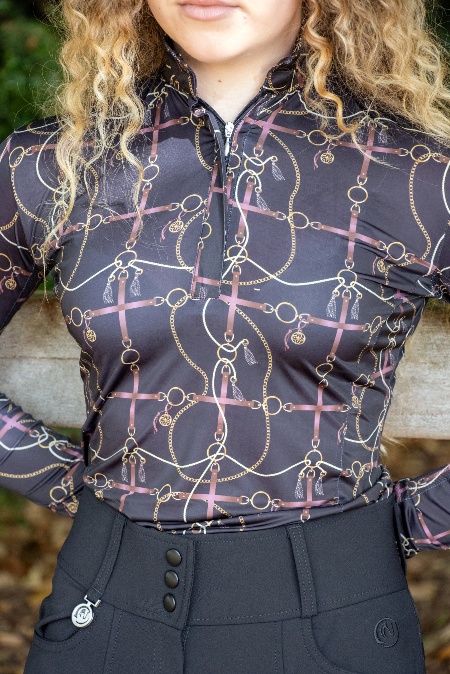 Hayley Chain Print Top - Black & Brown NEW COLOUR