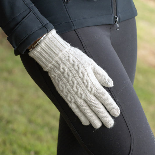 Cable Knit Gloves - Grey